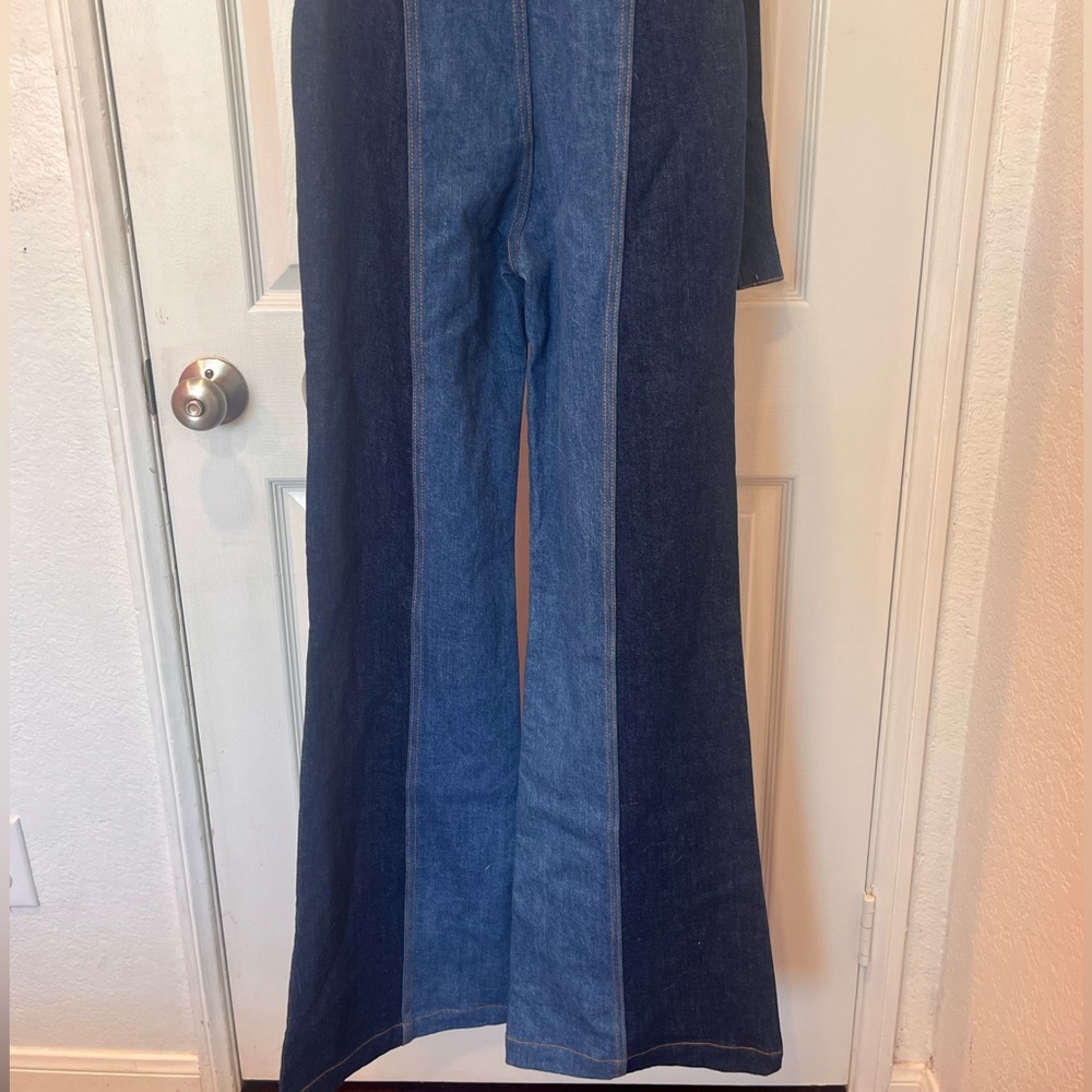 NEW Rare Stoned Immaculate Blue Jean Baby Denim Jumpsuit 70s Flared-Small/4-NWT - Picture 12 of 16